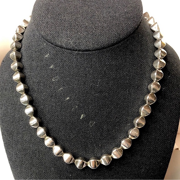 VINTAGE Sterling Silver Art Deco Beaded Modern Necklace - Picture 16 of 16